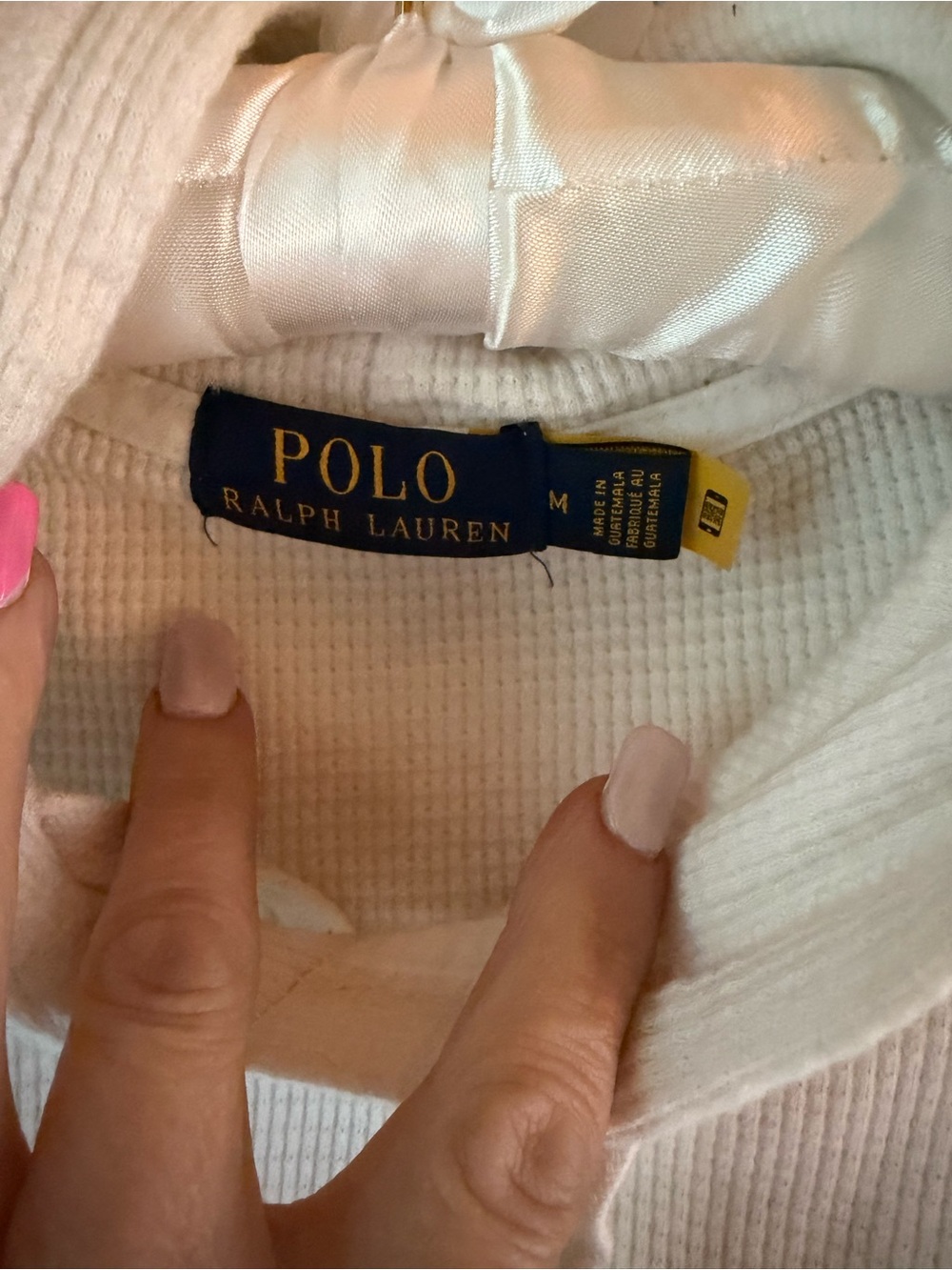 Polo Ralph Lauren Waffle-knit Cotton Hoodie-White $89 MSRP - Picture 3 of 13
